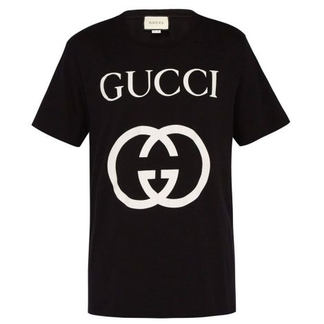 Gucci Tişört Interlocking Siyah - Gucci T Shirt Gg Logo Interlocking G Beyaz Tisort Siyah