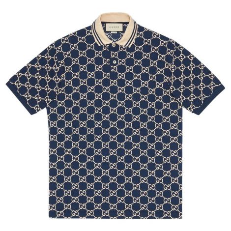 Gucci Tişört Polo Lacivert - Gucci Tisort 2020 Erkek Embroidered Gg Polo Shirt Lacivert