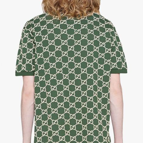 Gucci Tişört Logo Yeşil - Gucci Tisort 2020 Erkek Gg Print Polo Shirt Green Yesil
