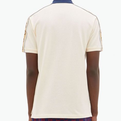 Gucci Tişört Polo Beyaz - Gucci Tisort 2020 Erkek Logo Tape Stretch Pique Polo Beyaz