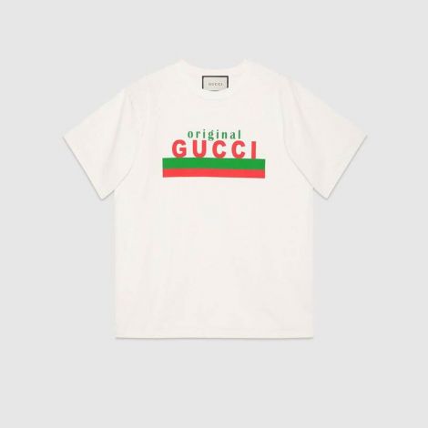 Gucci Tişört Logo Beyaz - Gucci Tisort 21 Erkek Logo Baskili T Shirt Beyaz