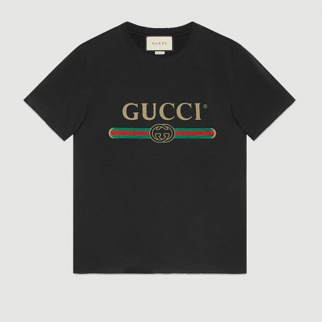 Gucci Tişört Logo Siyah - Gucci Tisort Washed T Shirt With Gucci Logo Erkek Siyah