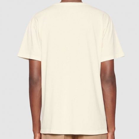 Gucci Tişört Interlocking Beyaz - Gucci Tisort With Interlocking G Siyah Logo Erkek Beyaz