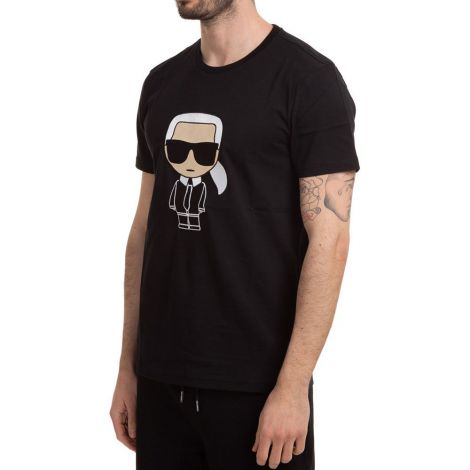 Karl Lagerfeld Tişört Iconic Siyah - Karl Lagerfeld T Shirt Crew Neckline Jumper K Iconic Siyah
