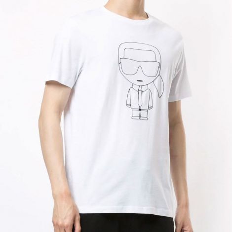 Karl Lagerfeld Tişört Ikonik Beyaz - Tisort Karl Lagerfeld Kikonik Outline Print Cotton T Shirt Beyaz