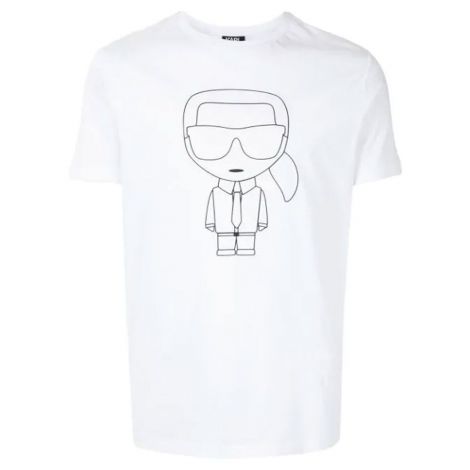 Karl Lagerfeld Tişört Ikonik Beyaz - Tisort Karl Lagerfeld Kikonik Outline Print Cotton T Shirt Beyaz