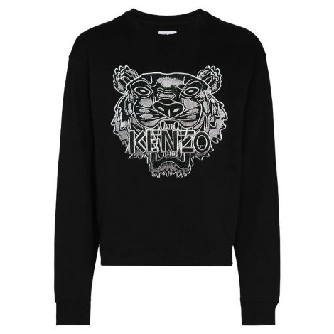 Kenzo Sweatshirt Tiger Siyah - Kenzo Tiger Sweatshirt Erkek Black Pul Kabartma Desen Siyah
