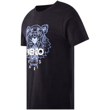 Kenzo Tişört Tiger Siyah - Kenzo T Shirt 2021 Erkek Black Blue Tiger Head Motif Siyah