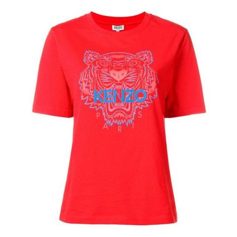 Kenzo Tişört Tiger Kırmızı - Kenzo Tisort Kadin 19 Embroidered Tiger T Shirt Kirmizi