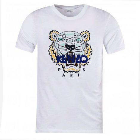 Kenzo Tişört Logo Beyaz - Kenzo Tisort Outlet 20 Tiger Logo T Shirt Beyaz