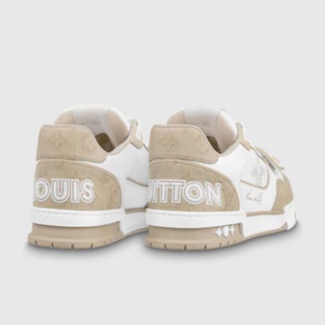 Louis Vuitton Ayakkabı Trainer Sneaker Bej - Louis Vuitton Ayakkabi 22 Lv Trainer Sneaker Beyaz 3 Logo Beige Bej