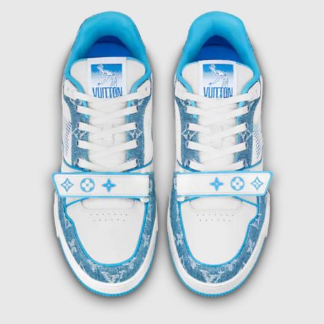 Louis Vuitton Ayakkabı Trainer Sneaker Mavi - Louis Vuitton Ayakkabi 22 Lv Trainer Sneaker Beyaz 3 Logo Beyaz Mavi