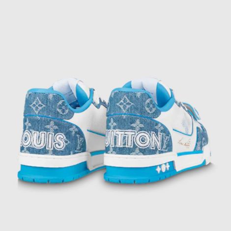 Louis Vuitton Ayakkabı Trainer Sneaker Mavi - Louis Vuitton Ayakkabi 22 Lv Trainer Sneaker Beyaz 3 Logo Beyaz Mavi