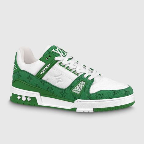 Louis Vuitton Ayakkabı Trainer Sneaker Yeşil - Louis Vuitton Ayakkabi 22 Lv Trainer Sneaker Beyaz 3 Logo Beyaz Yesil