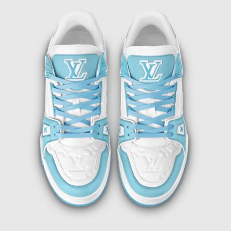 Louis Vuitton Ayakkabı Trainer Sneaker Mavi - Louis Vuitton Ayakkabi 22 Lv Trainer Sneaker Beyaz 3 Logo Mavi