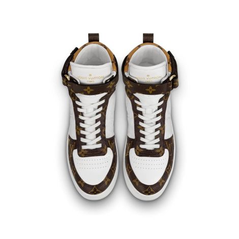 Louis Vuitton Bot Boombox Beyaz - Louis Vuitton Ayakkabi Lv Boombox Sneaker Boot Kahverengi Beyaz Logo