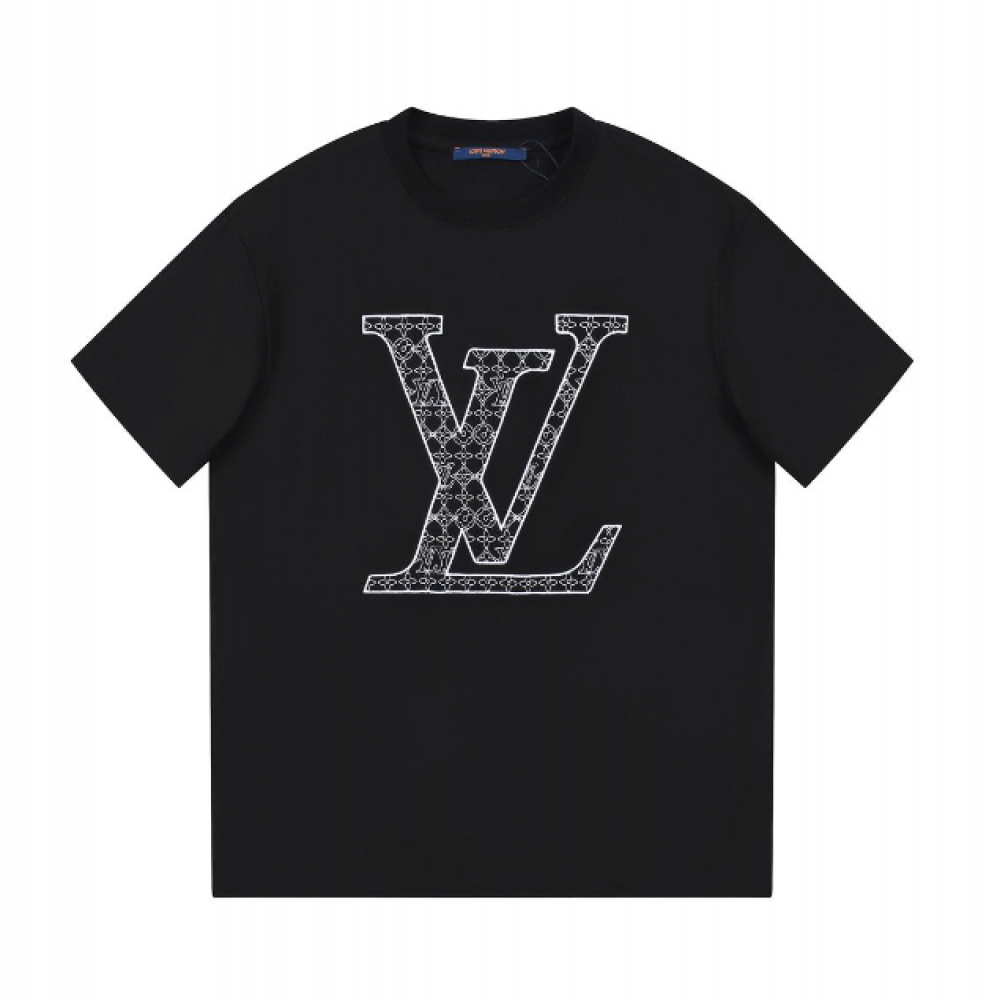 Louis Vuitton Tişört Logo Siyah Erkek