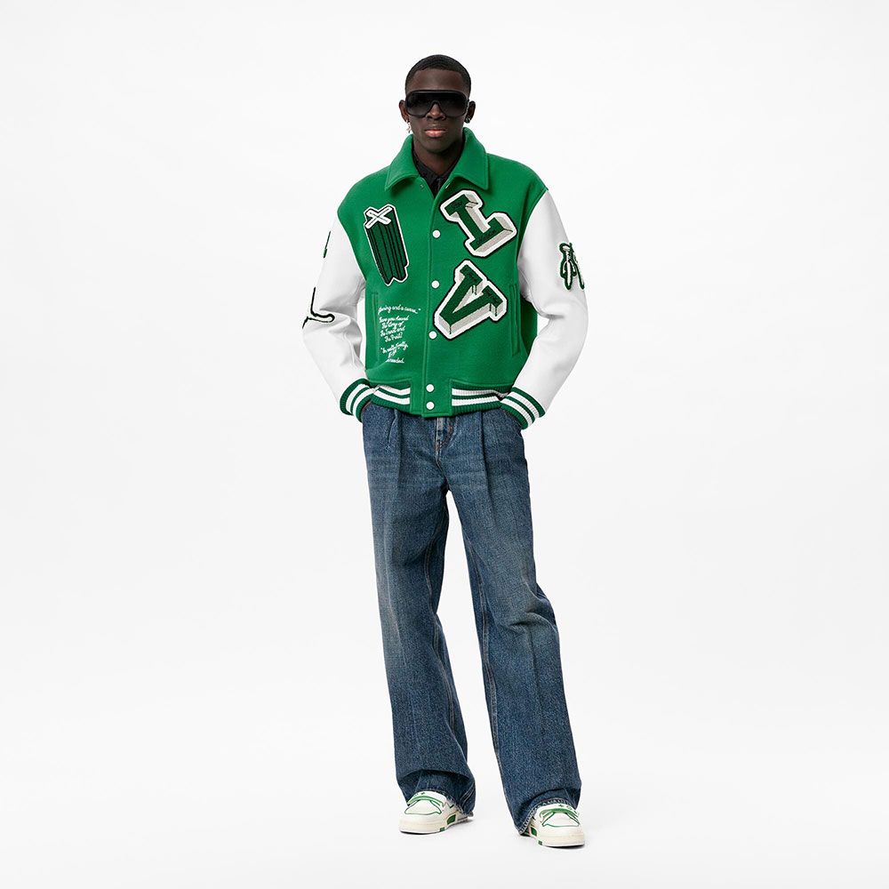 Louis Vuitton Sweatshirt Varsity Jacket Yeşil Erkek