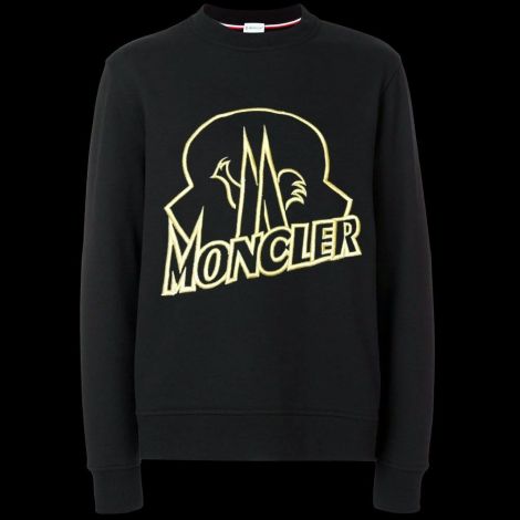 Moncler Sweatshirt Logo Siyah - Moncler Logo Sweatshirt Sari Horoz Siyah Black