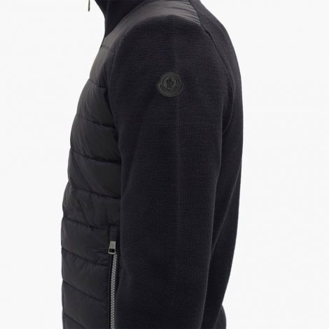 Moncler Sweatshirt Cardigan Siyah - Moncler Mont 2021 Sweatshirt Quilted Down Wool Blend Cardigan Siyah Black