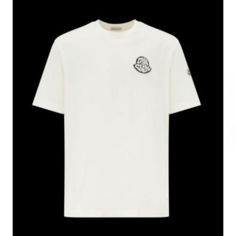 Moncler Tişört Graphic Print Beyaz - Moncler Erkek Tisort Moncler Tisort Moncler Graphic Logo Men T Shirt Moncler T Shirt Beyaz