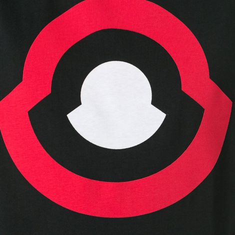 Moncler Tişört Maglia Siyah - Moncler Maglia Logo Print Tisort Siyah Erkek Black