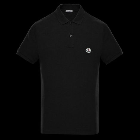 Moncler Tişört Polo Siyah - Moncler Polo T Shirt Logo Classic Black Tisort Siyah