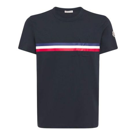 Moncler Tişört Embossed Logo Lacivert - Moncler Tisort Logo 2021 Embossed Logo Cotton Jersey T Shirt Lacivert