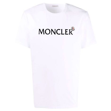 Moncler Tişört Logo Beyaz - Moncler Tisort Logo 2021 Orta Print T Shirt White Beyaz