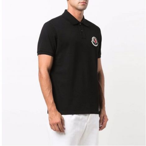 Moncler Tişört Polo Siyah - Moncler Tisort Logo 2021 Patch Polo Shirt Black Siyah
