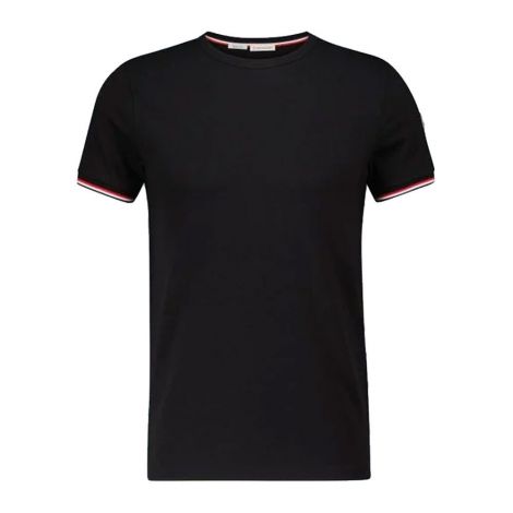 Moncler Tişört Logo Stripe Siyah - Moncler Tisort Logo Short Sleeved T Shirt Stripe Black Siyah