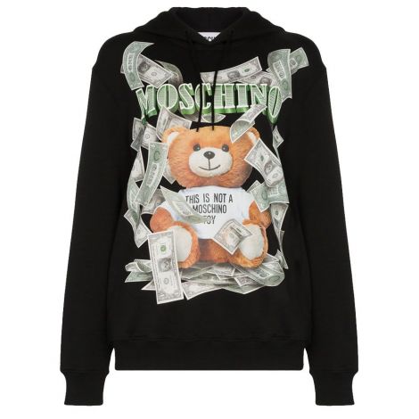 Moschino Sweatshirt Money Siyah - Moschino Sweatshirt Bear And Money Logo K19 Siyah