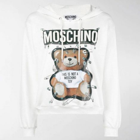 Moschino Sweatshirt Teddy Beyaz - Moschino Sweatshirt Teddy Bear Ayi Kapusonlu Beyaz
