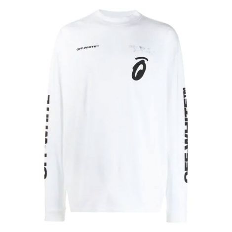 Off White Sweatshirt Contrasting Beyaz - Off White Sweatshirt 19 Contrasting Logo Long Sleeve T Shirt Beyaz