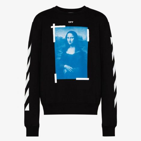 Off White Sweatshirt Mona Lisa Siyah - Off White Sweatshirt Mona Lisa Print Cotton Black Siyah