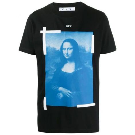 Off White Tişört Mona Lisa Siyah - Off White T Shirt Mona Lisa Graphic Print Slim Tisort Siyah