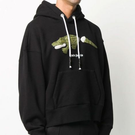 Palm Angels Sweatshirt Crocodile Siyah - Palm Angels Sweatshirt Erkek Crocodile Print Hoodie Siyah