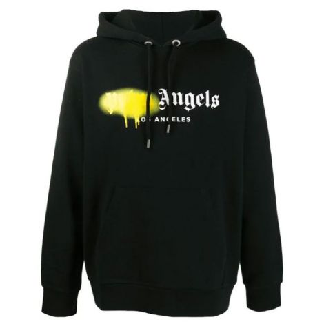 Palm Angels Sweatshirt Los Angeles Siyah - Palm Angels Sweatshirt Erkek Los Angeles Sprayed Logo Hoodie Siyah