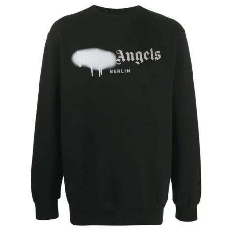 Palm Angels Sweatshirt Paint Siyah - Palm Angels Sweatshirt Paint Detail Logo Print Siyah