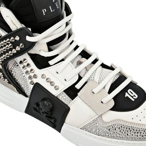 Philipp Plein Ayakkabı Phantom Kick Skull Beyaz - Philipp Plein Ayakkabi Hi Top Sneakers Phantom Kick Skull Siyah Beyaz