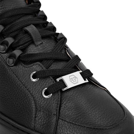Philipp Plein Ayakkabı Lo-Top Sneakers Siyah - Philipp Plein Ayakkabi Leather Lo Top Sneakers Silver Gumus Siyah