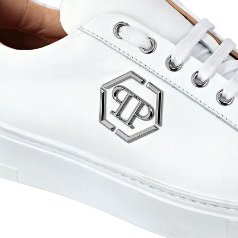 Philipp Plein Ayakkabı Lo-Top Sneakers Beyaz - Philipp Plein Ayakkabi Leather Lo Top Sneakers The Plein Beyaz