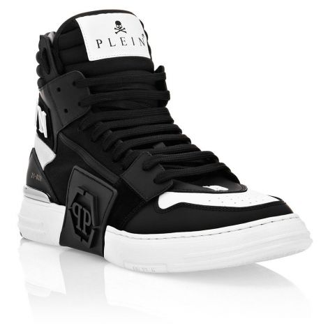 Philipp Plein Ayakkabı Kick Hi-Top Sneakers Siyah - Philipp Plein Ayakkabi Phantom Kick Hi Top Sneakers Mix Materials Siyah