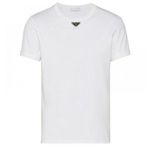 Prada Tişört Logo Plaque Beyaz - Prada Logo Plaque Tişört Beyaz