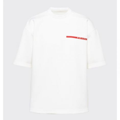 Prada Tişört Jersey Beyaz - Prada Recycled Double Technical Jersey White T Shirt Prada Erkek Tisort Beyaz