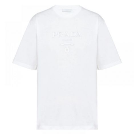 Prada Tişört Milano Beyaz - Prada T Shirt Prada Logo Tişört Beyaz