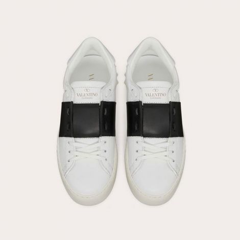 Valentino Ayakkabı Calfskin Siyah - Valentino Ayakkabi Calfskin Open Sneaker Kadin Siyah Beyaz
