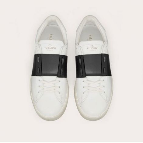 Valentino Ayakkabı Calfskin Beyaz - Valentino Ayakkabi Calfskin Open Sneaker Siyah Beyaz