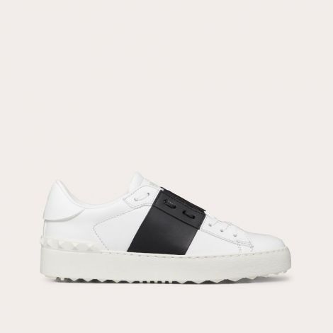 Valentino Ayakkabı Calfskin Beyaz - Valentino Ayakkabi Calfskin Open Sneaker Siyah Beyaz