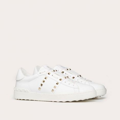 Valentino Ayakkabı Rockstud Beyaz - Valentino Ayakkabi Calfskin Untitled Rockstud Sneaker Beyaz